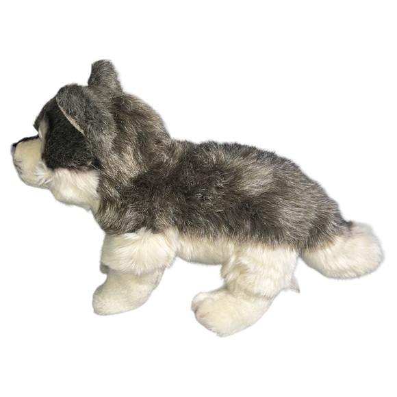DEMDACO NAT & JULES TIMBER WOLF PLUSH REALISTIC STUFFED ANIMAL GRAY CREAM WHITE - Picture 2 of 8